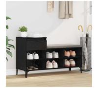 Shoe Cabinet Black Oak 102 x 36 x 60 cm Matte Engineered Wood 6x Shelves Drawer