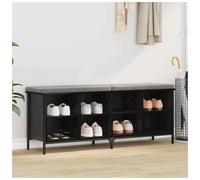 Shoe Cabinet Black Oak 131x35x50cm Engineered Wood & Iron Rustic Industrial Unit
