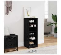Shoe Cabinet Black Oak 32 x 35 x 90 cm Engineered Wood 2-Door Slim Entry Storage