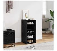 Shoe Cabinet Black Oak 32x35x70cm Engineered Wood 5-Shelf 2-Door Slim Storage UK