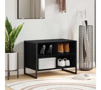 Shoe Cabinet Black Oak 60x35x44 cm Engineered Wood Industrial Entryway Slim Unit