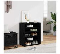 Shoe Cabinet Black Oak 60x35x70cm Engineered Wood 5 Shelves 2 Doors Modern Entry