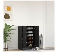 Shoe Cabinet Black Oak 60x35x92cm Engineered Wood 2 Doors 5 Shelves Slim Indoor