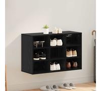 Shoe Cabinet Black Oak 77.5x30x51cm Engineered Wood 9-Shelf Hallway Storage Unit