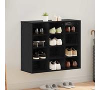 Shoe Cabinet Black Oak 77.5x30x67cm Engineered Wood Hallway Organizer Slim Unit