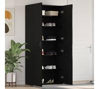 Shoe Cabinet Black Oak Engineered Wood 80 x 35.5 x 180 cm 2-Door Indoor 3-Shelf