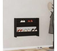 Shoe Cabinet Black Oak 82 x 18 x 60 cm Engineered Wood Wall-Mounted Slim Storage