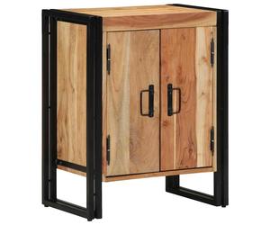 Shoe Cabinet Black Solid Mango Wood 30 x 30 x 40 cm Shelf 2 Doors Textured Small