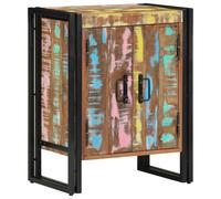 Shoe Cabinet Black Solid Mango Wood 30x30x40cm Textured 2-Door Compact Hinged UK