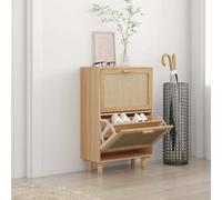 Shoe Cabinet Brown 52x25x80 cm Engineered Wood&Natural Rattan