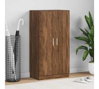 Shoe Cabinet Brown Oak 55x35x108cm Engineered Wood Aluminium 14 Pairs HallwayBox
