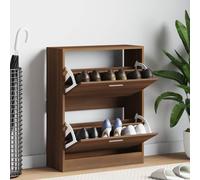 Shoe cabinet Brown Oak 63x24x81cm Engineered Wood 2 Pull-Down Drawers for Entry