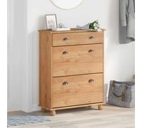 Shoe Cabinet Brown Solid Pine 85x35x108cm 1 Drawer Modern Hall Storage IndoorUse