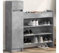Shoe Cabinet Concrete Grey 100x28x100cm Engineered Wood 10-Pair Drawer & Shelves