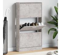 Shoe cabinet concrete grey 59x17x108cm engineered wood 3 pull-down drawers slim