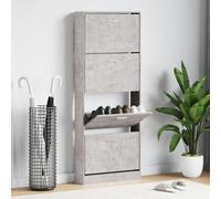 Shoe Cabinet Concrete Grey 59x17x150 cm Engineered Wood 4-Drawer Hallway Storage