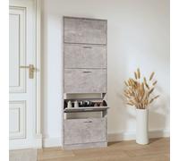 Shoe cabinet concrete grey 59x17x169cm engineered wood 5 pull-down drawers tall