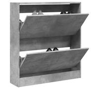Shoe Cabinet Concrete Grey 80x21x87.5cm Engineered Wood Modern Hinge Doors Shelf