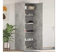 Shoe Cabinet Concrete Grey 80x35.5x180cm Engineered Wood 2-Door Minimalist Slim