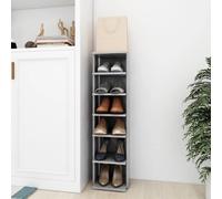 Shoe Cabinet Concrete Grey Engineered Wood 27.5x27x102cm 6-Shelf Narrow Entry UK