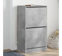 Shoe Cabinet Concrete Grey Engineered Wood 60x42x108cm Slim. 2 Flip-Drawers