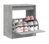 Shoe Cabinet Concrete Grey Engineered Wood 60x42x69cm 2-Door Entry Slim Storage