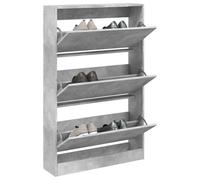 Shoe Cabinet Concrete Grey Engineered Wood 80x21x125.5cm Slim Tall Storage Entry