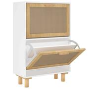 Shoe Cabinet Engineered Wood and Natural Rattan Rack Multi Colours vidaXL