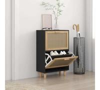 Shoe Cabinet Engineered Wood and Natural Rattan Rack Multi Colours vidaXL
