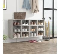 Shoe Cabinet Engineered Wood Concrete Grey 52.5x30x50 cm 6-Shoe Capacity WallFix