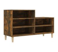 Shoe Cabinet Smoked Oak 102x36x60cm Engineered & Eucalyptus Wood 5 Compartments