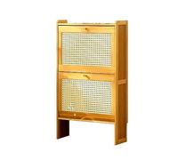 Shoe Cabinet - Freestanding Wooden Shoe Rack with Rattan Design Slim Storagefor Hallway Entryway Bedroom and Closet - Stylish Shoe Storage Solution (Primary Color)