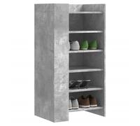 Shoe Cabinet Grey Engineered Wood 52x37.5x100cm 5 Shelves Compact AntiTip Fixing