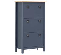 Shoe Cabinet Grey Solid Pine Wood 72x35x124cm Slim 3 Flip-Down Doors wall-safety