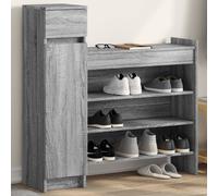 Shoe Cabinet Grey Sonoma 100.5x28x100cm Eng Wood 10-Pair, 1 Drawer 4Shelves Top