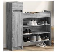 Shoe Cabinet Grey Sonoma 100.5x28x100cm Engineered Wood 2 Drawers 4 Shelves Slim