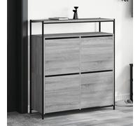 Shoe Cabinet Grey Sonoma 100x34x112cm Engineered Wood Slim 4-Drawer Storage Unit