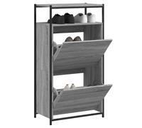 Shoe Cabinet Grey Sonoma 60x34x112cm Engineered Wood Slim 2 Flip Drawers Hallway