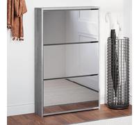 Shoe Cabinet Grey Sonoma 63x17x102.5 cm Engineered Wood Glass 3 Drawer Pull-Down