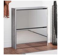 Shoe Cabinet Grey Sonoma 63x17x67cm Engineered Wood & Glass 2-Tier Storage Slim