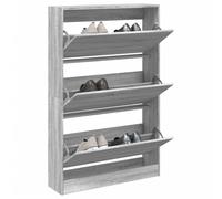 Shoe Cabinet Grey Sonoma 80x21x125.5cm Engineered Wood Hinge Doors Shelves 1Unit