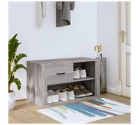 Shoe Cabinet Grey Sonoma 80x35x45 cm Engineered Wood 2-Compartment Drawer Bench