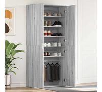 Shoe Cabinet Grey Sonoma 80x39x178cm Engineered Wood 5 Shelves 2 Doors Slim Tall