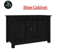 vidaXL Shoe Cabinet Black 70x38x45.5 cm Solid Wood Pine UK GF0