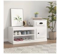 Shoe Cabinet High Gloss White 100x42x60cm Engineered Wood 2-Compartment Anti-Tip