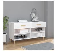 Shoe Cabinet High Gloss White 102x35x55 cm Engineered Wood 2 Drawers 4 Slim Bays