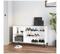 Shoe Cabinet High Gloss White 102x36x60 cm Engineered Wood Metal Top Bench Slim