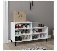 Shoe Cabinet High Gloss White 102x36x60cm Engineered Wood Metal Feet 5Shelf