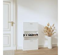 Shoe Cabinet High Gloss White 59x17x108 cm Engineered Wood 3-Drawer SlimHallway