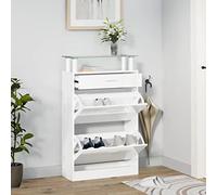 Shoe Cabinet High Gloss White 63x24x104 cm Engineered Wood